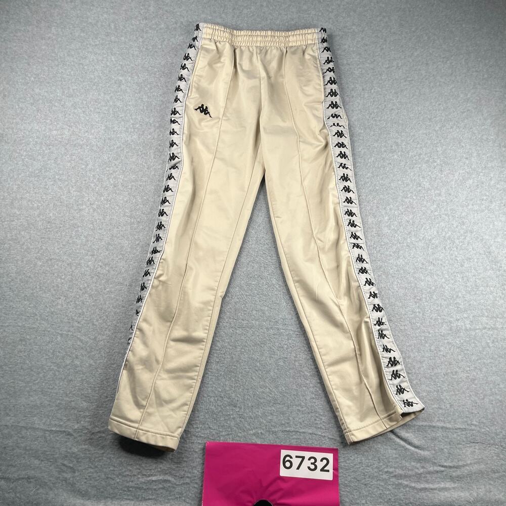 Kappa Track Pants Medium Ivory Draw String Elastic Waist *SEE